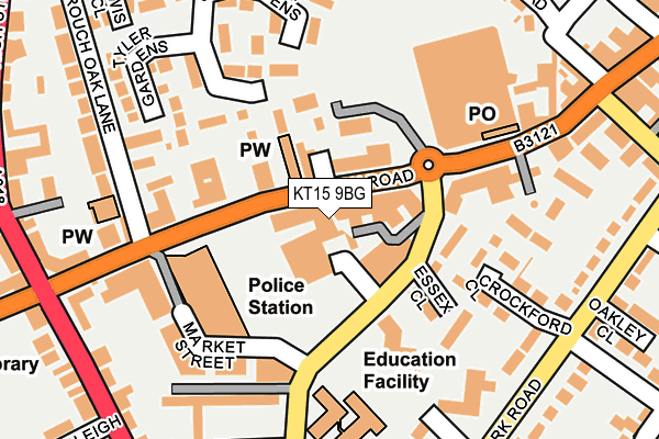 KT15 9BG map - OS OpenMap – Local (Ordnance Survey) KT15 9BG map - OS OpenMap – Local (Ordnance Survey)