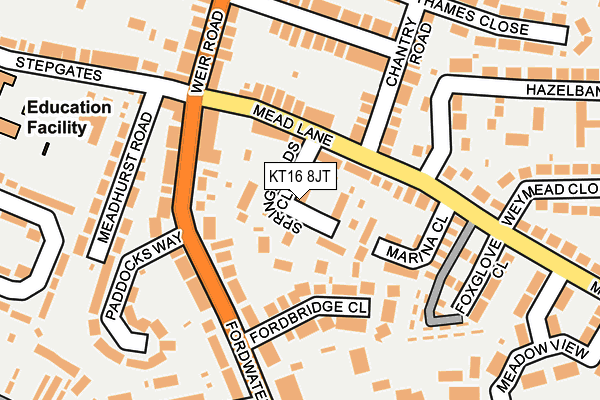 KT16 8JT map - OS OpenMap – Local (Ordnance Survey) KT16 8JT map - OS OpenMap – Local (Ordnance Survey)