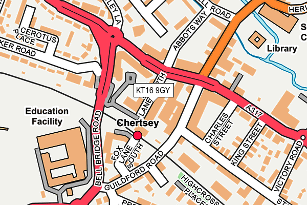 KT16 9GY map - OS OpenMap – Local (Ordnance Survey)