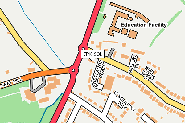 KT16 9QL map - OS OpenMap – Local (Ordnance Survey)