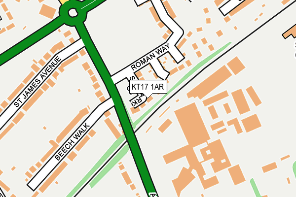 KT17 1AR map - OS OpenMap – Local (Ordnance Survey) KT17 1AR map - OS OpenMap – Local (Ordnance Survey)