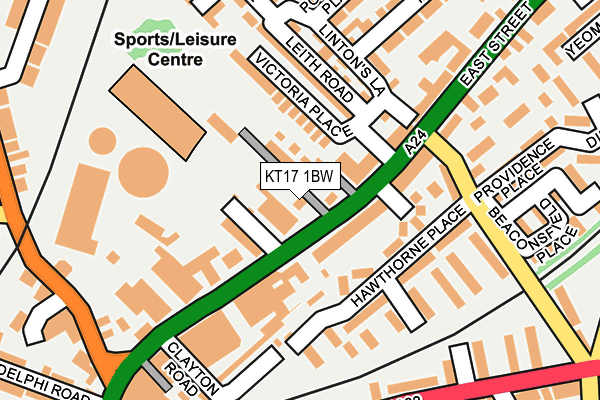 KT17 1BW map - OS OpenMap – Local (Ordnance Survey)
