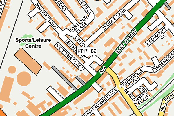 KT17 1BZ map - OS OpenMap – Local (Ordnance Survey) KT17 1BZ map - OS OpenMap – Local (Ordnance Survey)
