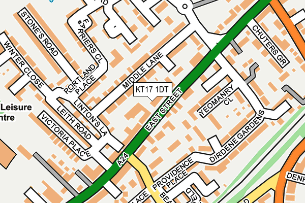 KT17 1DT map - OS OpenMap – Local (Ordnance Survey) KT17 1DT map - OS OpenMap – Local (Ordnance Survey)