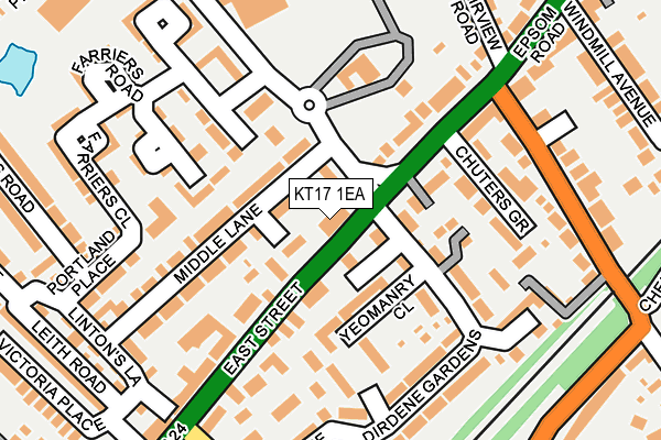 KT17 1EA map - OS OpenMap – Local (Ordnance Survey) KT17 1EA map - OS OpenMap – Local (Ordnance Survey)