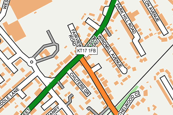 KT17 1FB map - OS OpenMap – Local (Ordnance Survey) KT17 1FB map - OS OpenMap – Local (Ordnance Survey)