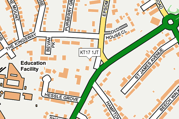 KT17 1JT map - OS OpenMap – Local (Ordnance Survey) KT17 1JT map - OS OpenMap – Local (Ordnance Survey)