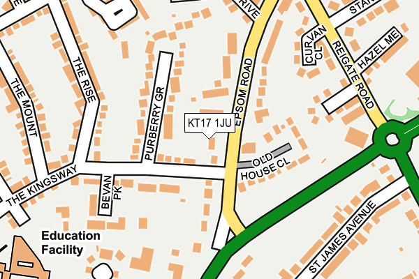 KT17 1JU map - OS OpenMap – Local (Ordnance Survey) KT17 1JU map - OS OpenMap – Local (Ordnance Survey)
