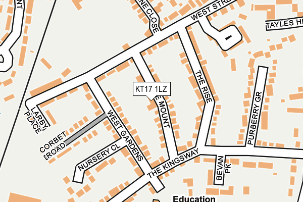 KT17 1LZ map - OS OpenMap – Local (Ordnance Survey) KT17 1LZ map - OS OpenMap – Local (Ordnance Survey)