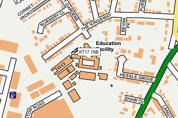 KT17 1NB map - OS OpenMap – Local (Ordnance Survey) KT17 1NB map - OS OpenMap – Local (Ordnance Survey)