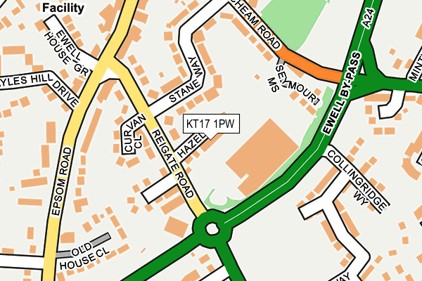 KT17 1PW map - OS OpenMap – Local (Ordnance Survey) KT17 1PW map - OS OpenMap – Local (Ordnance Survey)