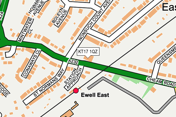 KT17 1QZ map - OS OpenMap – Local (Ordnance Survey) KT17 1QZ map - OS OpenMap – Local (Ordnance Survey)