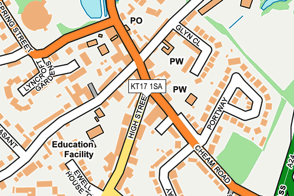 KT17 1SA map - OS OpenMap – Local (Ordnance Survey) KT17 1SA map - OS OpenMap – Local (Ordnance Survey)