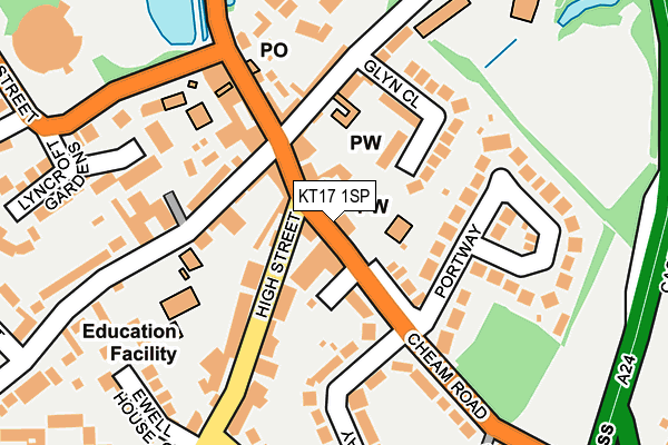 KT17 1SP map - OS OpenMap – Local (Ordnance Survey)