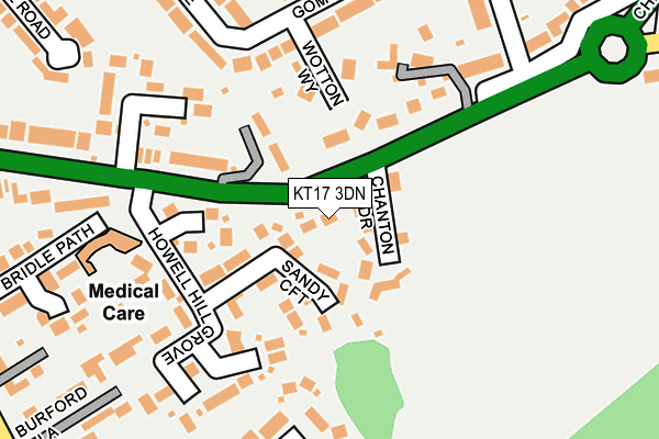 KT17 3DN map - OS OpenMap – Local (Ordnance Survey) KT17 3DN map - OS OpenMap – Local (Ordnance Survey)