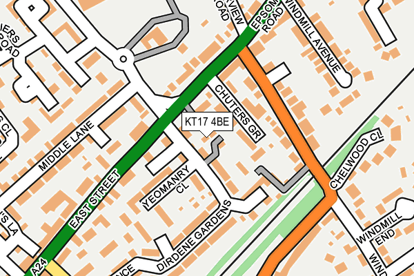 KT17 4BE map - OS OpenMap – Local (Ordnance Survey) KT17 4BE map - OS OpenMap – Local (Ordnance Survey)