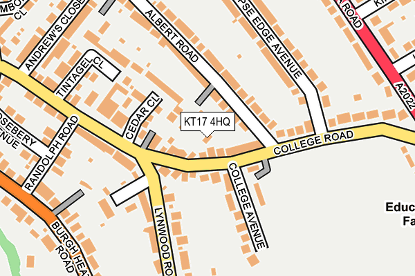 KT17 4HQ map - OS OpenMap – Local (Ordnance Survey) KT17 4HQ map - OS OpenMap – Local (Ordnance Survey)