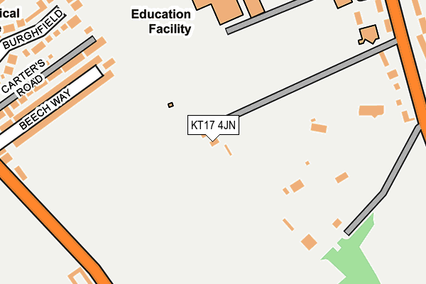 KT17 4JN map - OS OpenMap – Local (Ordnance Survey) KT17 4JN map - OS OpenMap – Local (Ordnance Survey)
