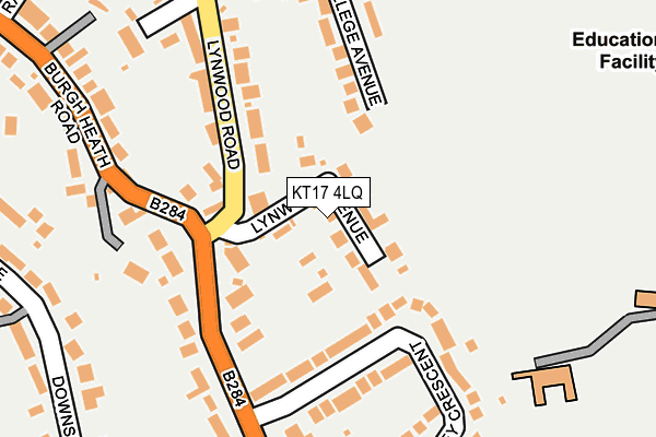 KT17 4LQ map - OS OpenMap – Local (Ordnance Survey) KT17 4LQ map - OS OpenMap – Local (Ordnance Survey)