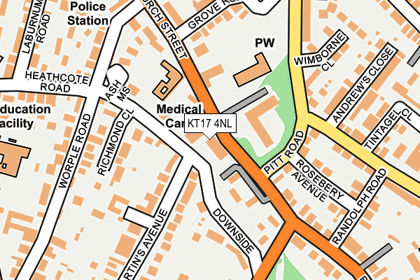 KT17 4NL map - OS OpenMap – Local (Ordnance Survey) KT17 4NL map - OS OpenMap – Local (Ordnance Survey)