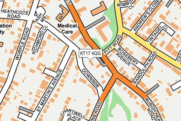 KT17 4QG map - OS OpenMap – Local (Ordnance Survey) KT17 4QG map - OS OpenMap – Local (Ordnance Survey)