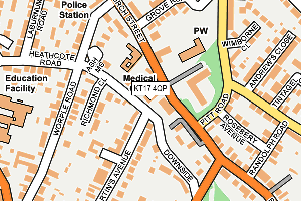 KT17 4QP map - OS OpenMap – Local (Ordnance Survey) KT17 4QP map - OS OpenMap – Local (Ordnance Survey)