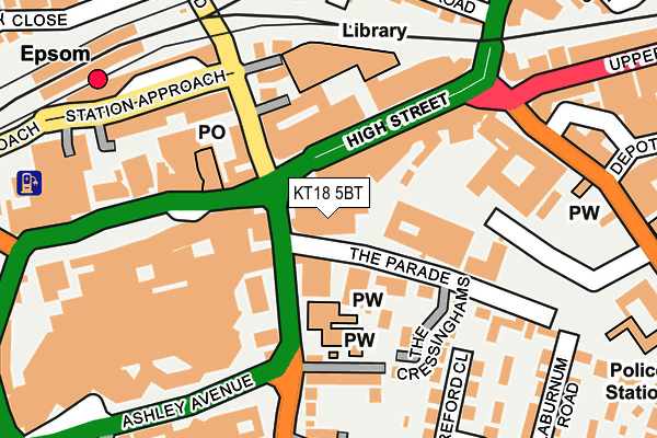 KT18 5BT map - OS OpenMap – Local (Ordnance Survey) KT18 5BT map - OS OpenMap – Local (Ordnance Survey)