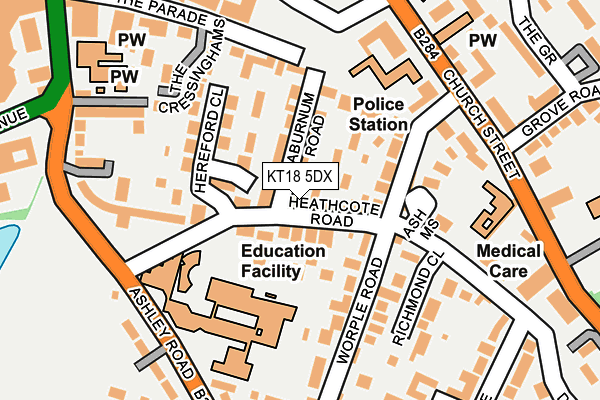 KT18 5DX map - OS OpenMap – Local (Ordnance Survey) KT18 5DX map - OS OpenMap – Local (Ordnance Survey)