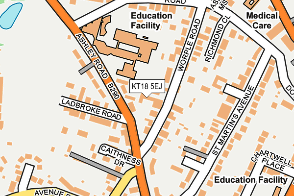 KT18 5EJ map - OS OpenMap – Local (Ordnance Survey) KT18 5EJ map - OS OpenMap – Local (Ordnance Survey)