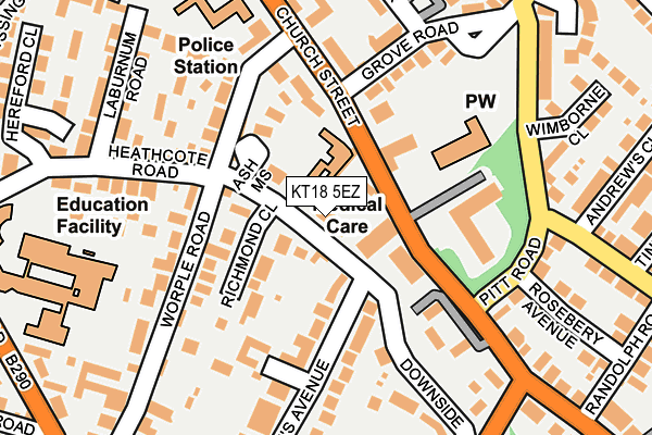 KT18 5EZ map - OS OpenMap – Local (Ordnance Survey) KT18 5EZ map - OS OpenMap – Local (Ordnance Survey)