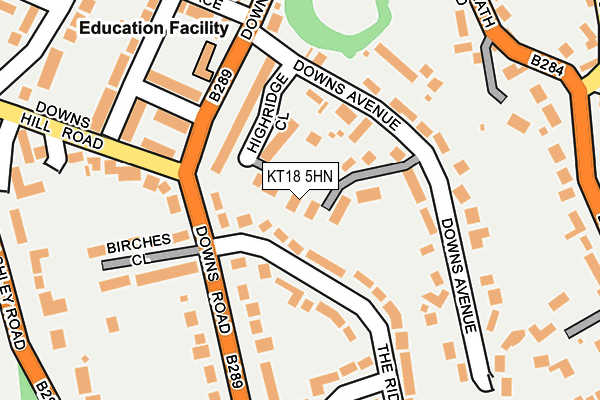 KT18 5HN map - OS OpenMap – Local (Ordnance Survey) KT18 5HN map - OS OpenMap – Local (Ordnance Survey)