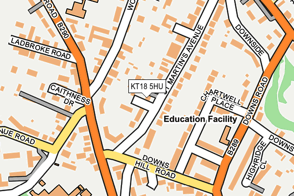 KT18 5HU map - OS OpenMap – Local (Ordnance Survey) KT18 5HU map - OS OpenMap – Local (Ordnance Survey)
