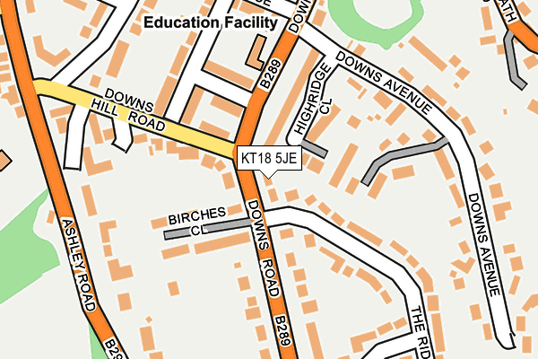 KT18 5JE map - OS OpenMap – Local (Ordnance Survey) KT18 5JE map - OS OpenMap – Local (Ordnance Survey)