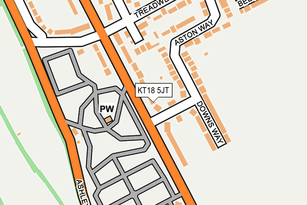 KT18 5JT map - OS OpenMap – Local (Ordnance Survey) KT18 5JT map - OS OpenMap – Local (Ordnance Survey)