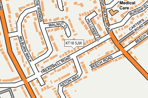 KT18 5JW map - OS OpenMap – Local (Ordnance Survey) KT18 5JW map - OS OpenMap – Local (Ordnance Survey)