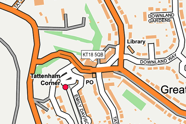 KT18 5QB map - OS OpenMap – Local (Ordnance Survey) KT18 5QB map - OS OpenMap – Local (Ordnance Survey)