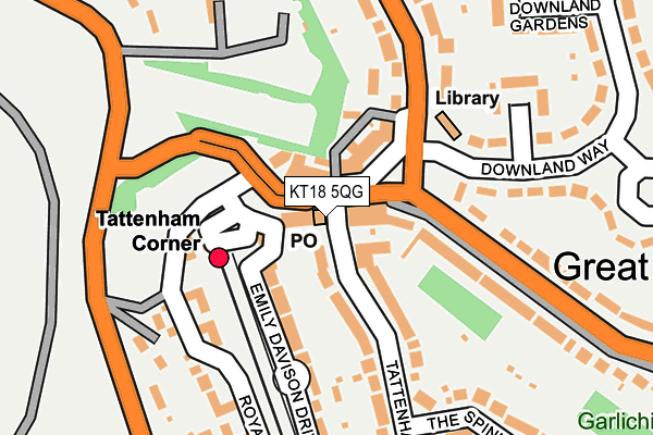 KT18 5QG map - OS OpenMap – Local (Ordnance Survey) KT18 5QG map - OS OpenMap – Local (Ordnance Survey)