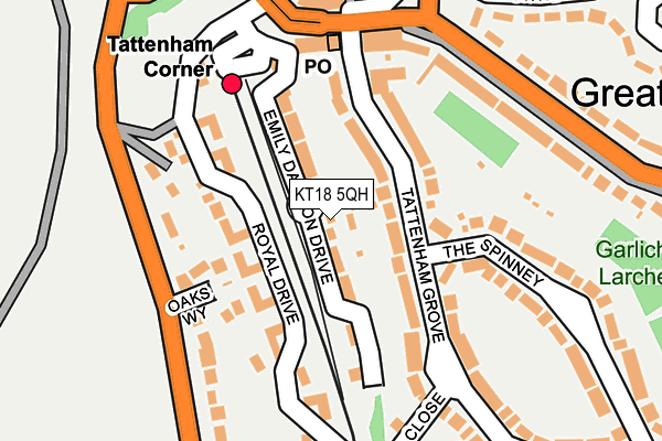 KT18 5QH map - OS OpenMap – Local (Ordnance Survey)