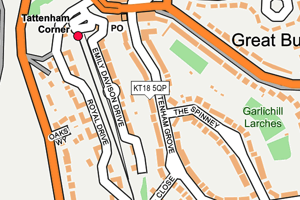 KT18 5QP map - OS OpenMap – Local (Ordnance Survey) KT18 5QP map - OS OpenMap – Local (Ordnance Survey)