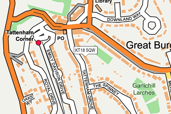 KT18 5QW map - OS OpenMap – Local (Ordnance Survey) KT18 5QW map - OS OpenMap – Local (Ordnance Survey)