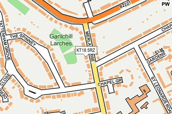 KT18 5RZ map - OS OpenMap – Local (Ordnance Survey) KT18 5RZ map - OS OpenMap – Local (Ordnance Survey)