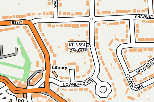 KT18 5SJ map - OS OpenMap – Local (Ordnance Survey) KT18 5SJ map - OS OpenMap – Local (Ordnance Survey)
