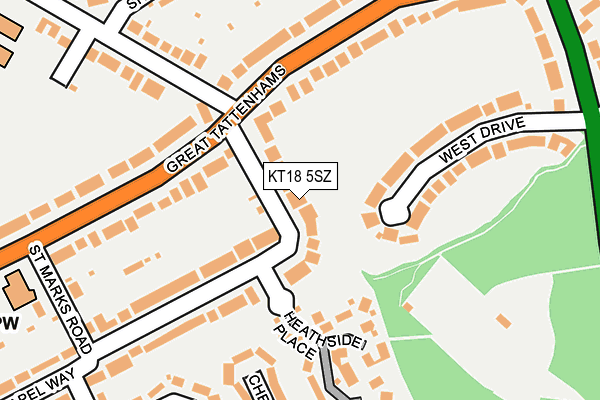 KT18 5SZ map - OS OpenMap – Local (Ordnance Survey) KT18 5SZ map - OS OpenMap – Local (Ordnance Survey)
