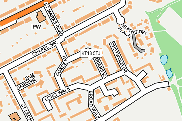 KT18 5TJ map - OS OpenMap – Local (Ordnance Survey) KT18 5TJ map - OS OpenMap – Local (Ordnance Survey)