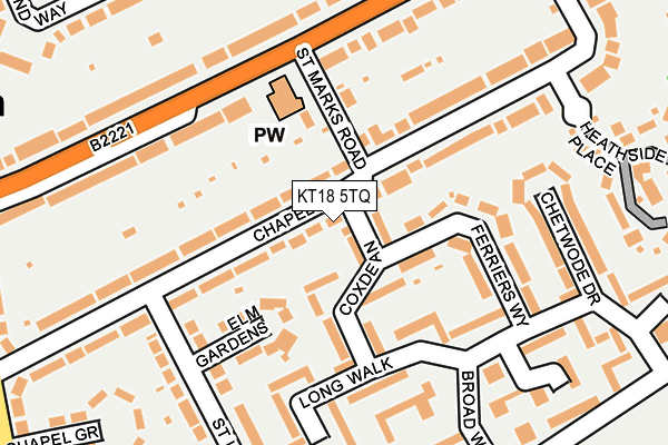KT18 5TQ map - OS OpenMap – Local (Ordnance Survey) KT18 5TQ map - OS OpenMap – Local (Ordnance Survey)
