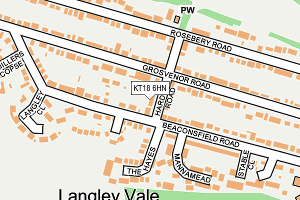 KT18 6HN map - OS OpenMap – Local (Ordnance Survey) KT18 6HN map - OS OpenMap – Local (Ordnance Survey)