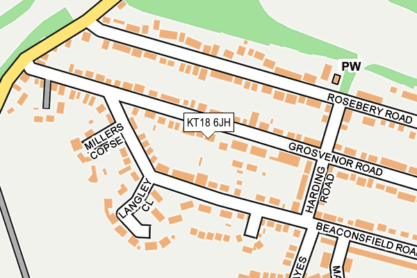 KT18 6JH map - OS OpenMap – Local (Ordnance Survey) KT18 6JH map - OS OpenMap – Local (Ordnance Survey)