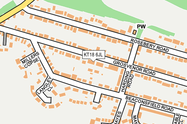 KT18 6JL map - OS OpenMap – Local (Ordnance Survey) KT18 6JL map - OS OpenMap – Local (Ordnance Survey)