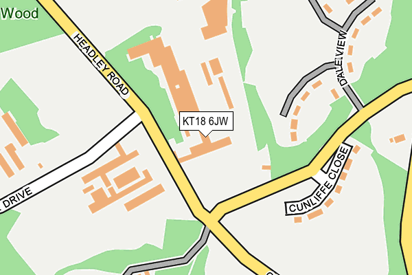 KT18 6JW map - OS OpenMap – Local (Ordnance Survey) KT18 6JW map - OS OpenMap – Local (Ordnance Survey)