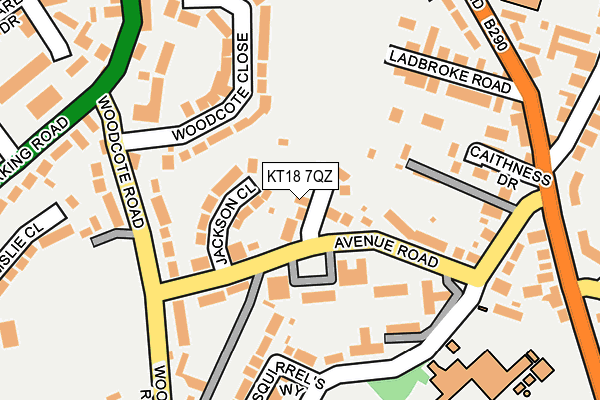 KT18 7QZ map - OS OpenMap – Local (Ordnance Survey) KT18 7QZ map - OS OpenMap – Local (Ordnance Survey)